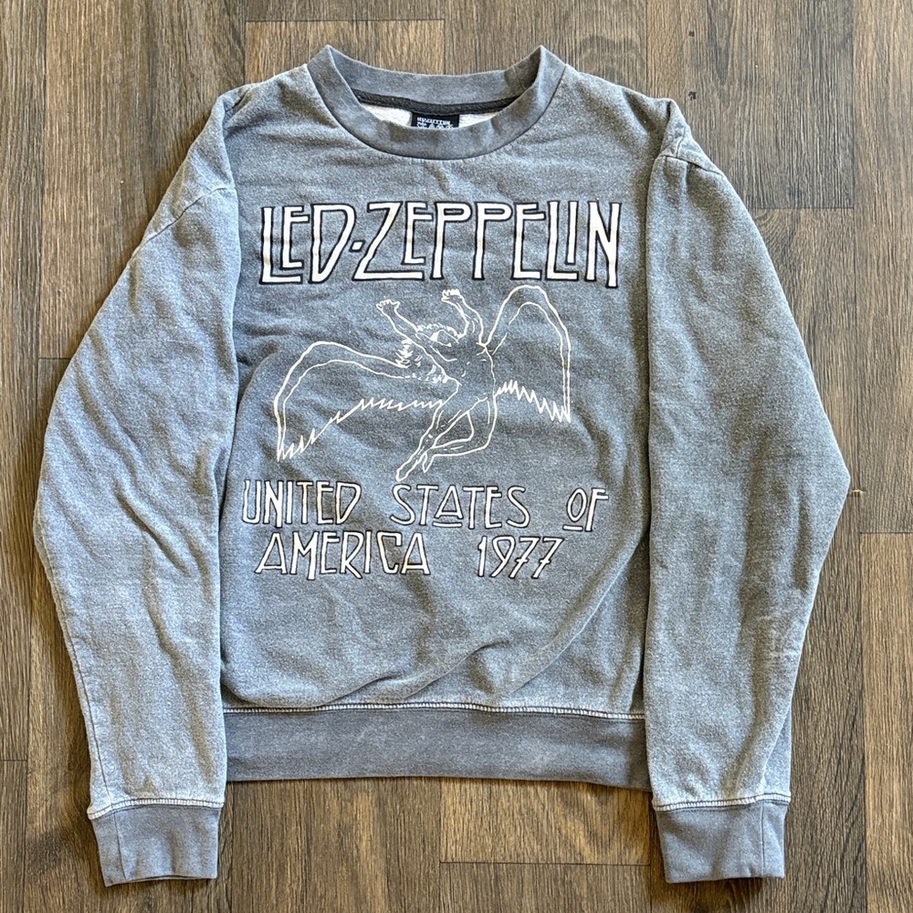 Led Zeppelin Gray Graphic Crewneck Pullover